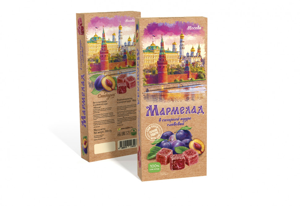  Сладарт Мармелад Сливовый МОСКВА в сахарной пудре (642), 200г   в Искитиме