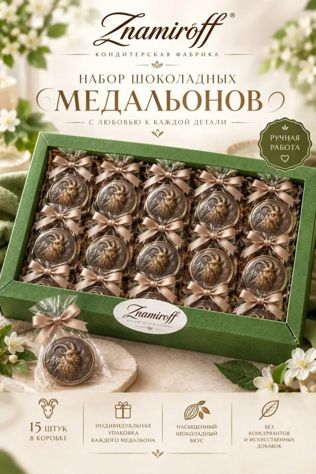  Фигурный шоколад набор Медальоны Козлики(15шт по 40г) в Искитиме