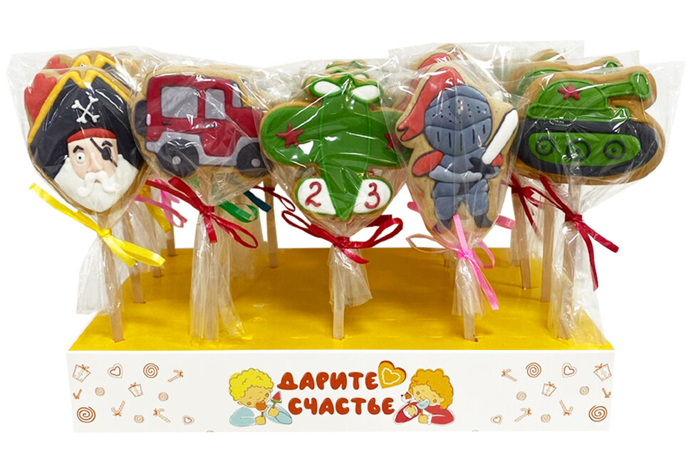  Пряники имбирные на палочке БЭЛЛЬ "Мальчишкам" (блок 24шт по 40г)  в Искитиме